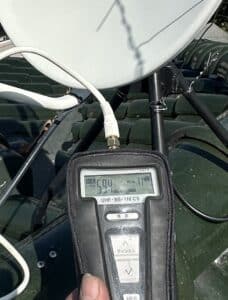 BSアンテナの電波強度測定例。レベル59.4。写りません。